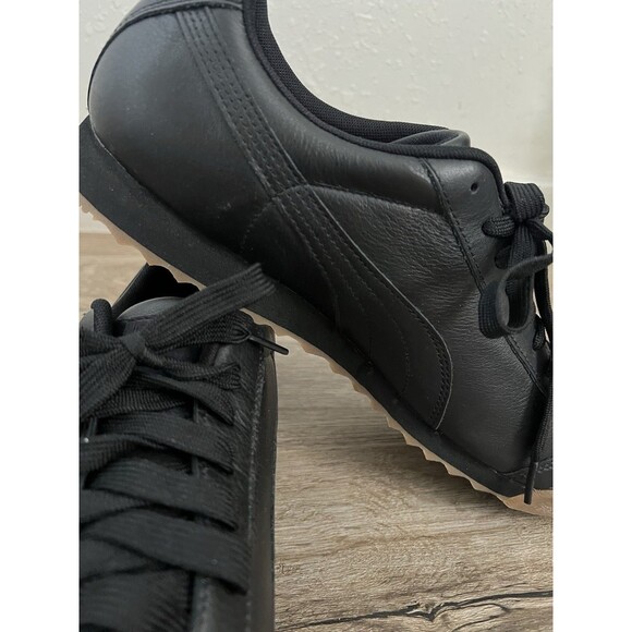 Puma Roma Classic Black Gum Leather Low Mens Shoes Sneakers Size 11.5 US 10.5 UK - Picture 2 of 9